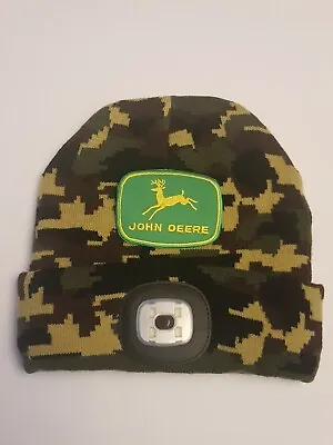 £25 • Buy John Deere Style Camo Green Led Beanie Hat Farmer/agricultural Worker/tractor