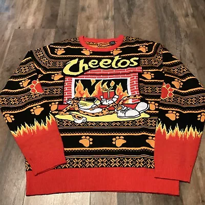 Men's Cheetos Fireplace All Over Print Long Sleeve Ugly Sweater  SIZE XL • $24.88