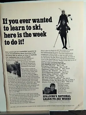 Spalding's National Learn-to-ski Weeks  Vtg 1960s Ad Rare Ephemera • $16.77