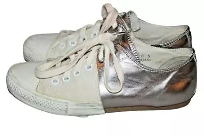 Miharayasuhiro Converse Metallic Silver Canvas & Leather Sneakers 26.5 / 8.5 • $99.95