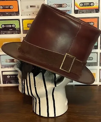 Handmade All-leather Brown 6in Tall Top Hat W/ Buckle Size Small • $34
