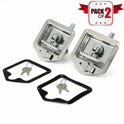 2X Stainless Steel Folding T Handle Bar Lock Latch Toolbox Truck Trailer Camper • $38.49