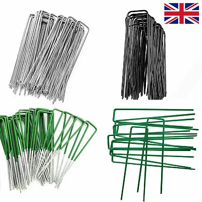 Metal Ground Garden Weed Barrier Membrane Pins Fabric Hooks Pegs Staples U Pins • £4.95