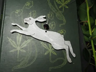 Small Leaping Silver Hare Yule Ornament Pagan  Christmas Tree Decoration • £5.25