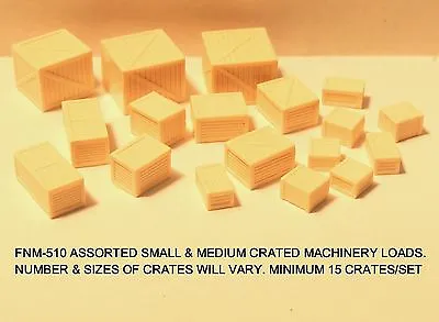 Assorted Small & Medium Wooden Crate Loads - 15-18/set - N Scale: Fnm-510-1 • $4.15