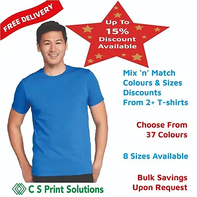 £5.67 • Buy Unisex Mens Womens T Shirt Gildan Softstyle, S -  5XL 37 Colours Short Sleeves
