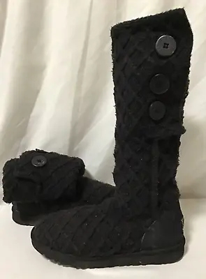 UGG Lattice Cardy Knit Sweater 3066 Women’s Boot Size 8 Black EU 39 UK 6.5….S113 • $17.99