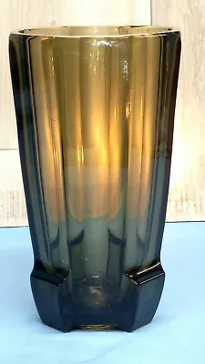 Art Deco Bohemian Czech Moser Hoffmann Lambert Black Glass Crystal Vase Smoke 9  • $79.99