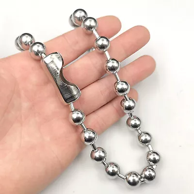 12mm 30inch Mens Necklace Stainless Steel Ball Beaded Chain Silver Huge Large • $12.99