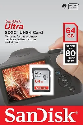 SanDisk Ultra 64GB 80MB/s SDXC SDHC Class 10 533x SD Camera Flash Memory Card • $9.99