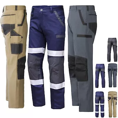 Tradies Work Pants Mens Cargo Trousers Cotton Spandex Phone Pocket Street Look • $45.95