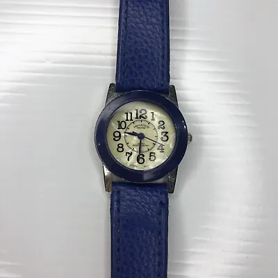 X11 Vellaccio Japan 2121 Mother Pearl Electric Blue Leather Retro Watch Works • $4.75