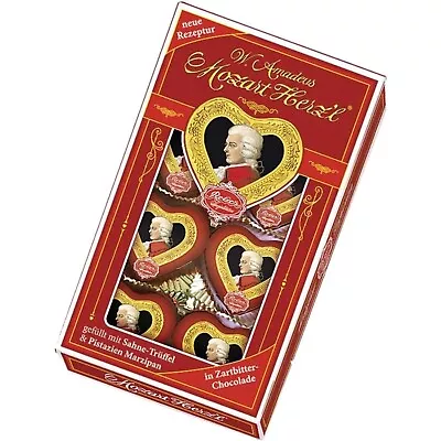 Reber Mozart Marzipan HEARTS In DARK Chocolate 80g • $10.95