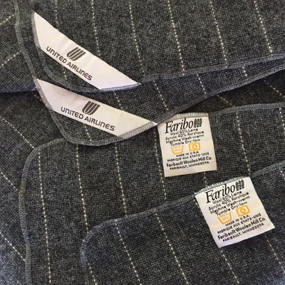 $33.75 • Buy X2 Pair Of Vintage 1980s UNITED AIRLINES Faribo Wool Lap Throw Blankets Gray