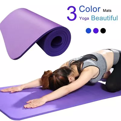$17.29 • Buy NBR Yoga Mat 10mm Thick Pad Non-slip Exercise Fitness Pilate Gym Durable