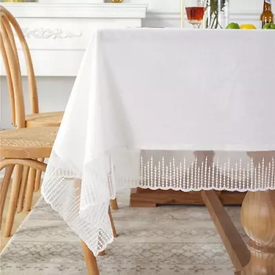 Tablecloth Rectangular Cotton Coffee Table Lace   Decor Table Cloth Table Cover • $103.11