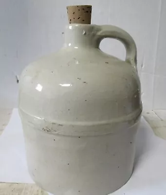 Antique 1/2 Gallon Beehive Glazed Whiskey Jug Stoneware Crock Primitive 7x6  • $24.95