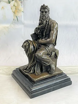 Moses Piece Sculpture Religious Statue Bronze Figure Figurine Marble Vintage Art • $369
