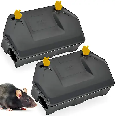 Rat Bait Station Outdoor 2 Pack - Rat Trap Outdoor With Key Eliminates Rats Fast • $44.45