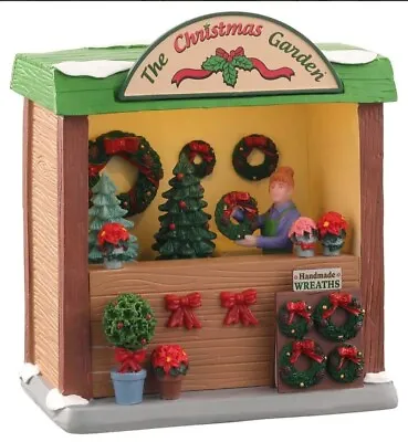 Lemax Table Accent Christmas Market Village Stall Garden. Battery Operated LED • £19.50