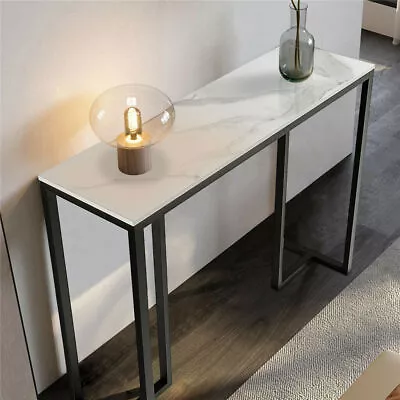 Modern Marble Console Table Sofa Table & Support Steel Bar Sturdy Entryway Table • £73.97