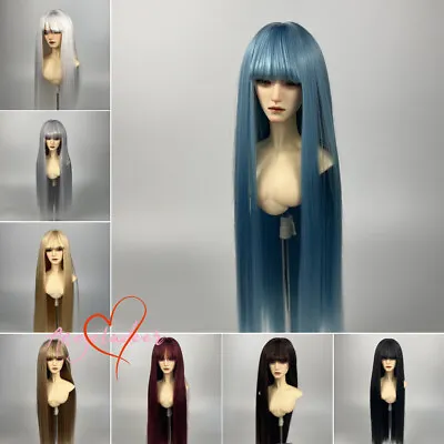 1/6 1/4 1/3 Uncle BJD Long Straight Wig Doll Hair Neat Bangs Soft Fabric 8Colors • $16.14