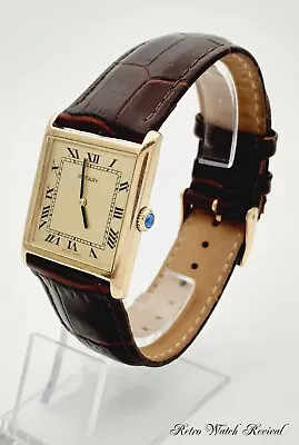 Vintage Rotary Gold Plated Gents Swiss 17Jewel Tank Watch With Cabouchon Crown • £119.99