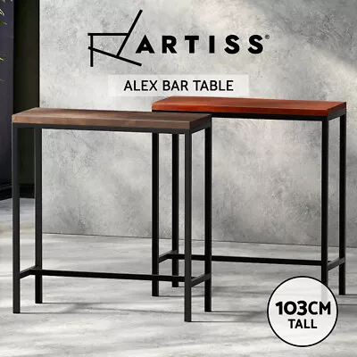 $105.95 • Buy Artiss Bar Table High Vintage Industrial Solid Wood Kitchen Dining Desk Metal