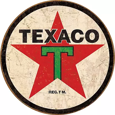 Texaco '36 Round Tin Sign - Nostalgic Vintage Metal Wall • $21.37