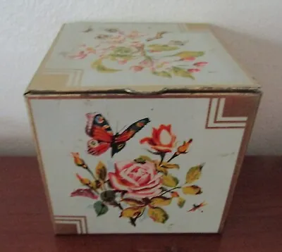 Vintage MADE IN ENGLAND Hinged TIN Floral Butterflies Bees DECO The Metal Box Co • $14