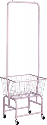 Laundry Cart With Clothes Rack Rolling Laundry Butler With Wire Storage Rack，Pu • $93.06