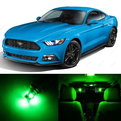 9 X Green LED Interior Light Package For 2015 - 2018 Ford Mustang + PRY TOOL • $10.99