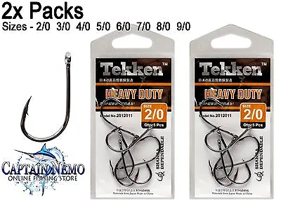 2x Packs Tekken Heavy Duty Hooks Size 2/0-9/0 Chemically Sharpened  2012011 • $11.95