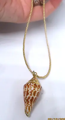 Vintage 14kt Gold Filled Small Bead Choker Seashell Pendant Necklace Stunning • $3.99