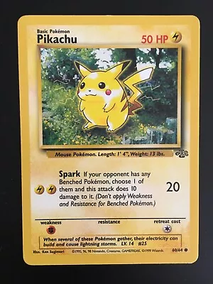 $2.45 • Buy PIKACHU - Jungle Set - 60/64 - Common - Pokemon Card - Unlimited Edition - NM