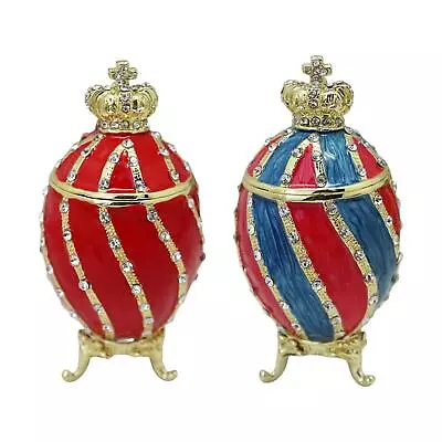Faberge Egg Trinket Box Ring Holder Pendants Women Enamel Hinged Jewelry Box • $34.50