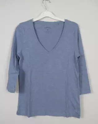 Fat Face Womens V Ne K 3/4 Sleeve T Shirt Top Size 6 Pale Blue - New • $13.66