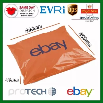 50x EBay Branded Packaging Self Seal Plastic Mailing Bags 406mm X 300mm X 40mm • £9.95