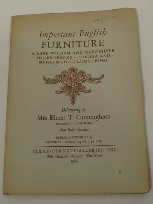 1959 Elmer Cunningham Monterey Important Furniture Parke-Bernet Auction Catalog • $49