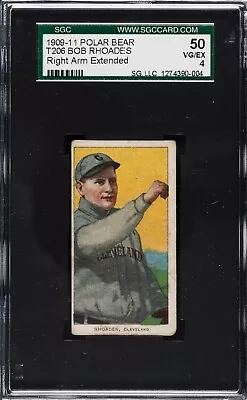 1909-1911 T206 Polar Bear - Bob Rhoades Right Arm Extended Cleveland  - SGC 4 • $179