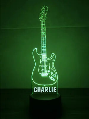 £19.99 • Buy Personalised LED Multi Colour Electric Guitar Music Night Light Sign - Any Name