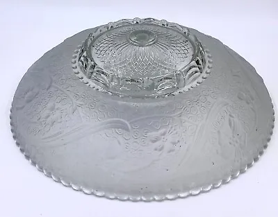 Vintage Heavy Satin And Clear Glass Ceiling Shade - 11.75  Round - Floral Detail • $15