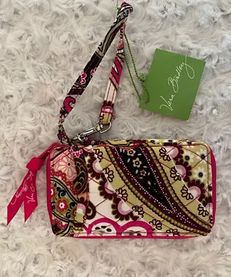 Vera Bradley Very Berry Paisley Print Pink All In One Wristlet Zip Wallet NWT • $18.90