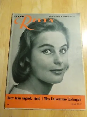 INGRID GOUDE 2nd Runner Up Miss Universe 1956 On Cover Of Swedish Magazine 30/56 • $15