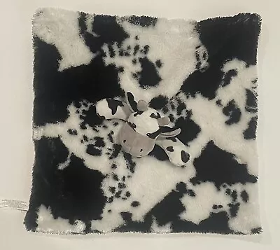 Trend Lab Baby Lovey Cow Plush Security Blanket Black White 15  X 15  Minky Soft • $7