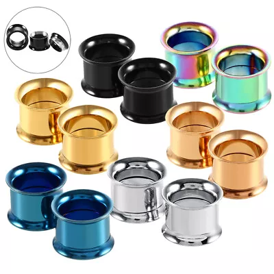 $3.99 • Buy 2PCS Screw Ear Tunnels Stainless Steel Ear Gauges Double Flare Ear Plugs 2G-3/4 
