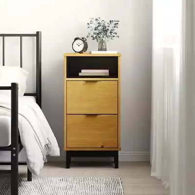 Nightstand Bedside End Table With Storage Drawer FLAM Solid Wood Pine VidaXL Vid • $130.99