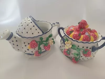 Set Of Vintage Strawberry Teapot And Strawberry Bowl W/ Lid • $12.95