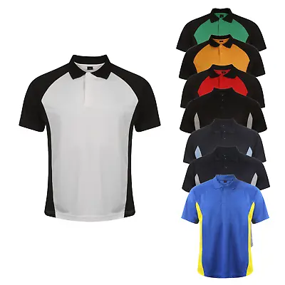 Unisex Mens Plain Polo Shirts Short Sleeve Contrast Pique Top Work Breathable • £5.99