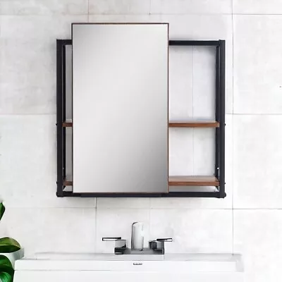 Sliding Door Bathroom Mirror Storage Cabinet Sliding Mirror Door 2 Shelves • £38.99